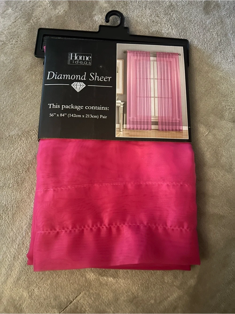 New Sheer Hot Pink Window Curtains- Hot Pink 56”x84” 2 Panels